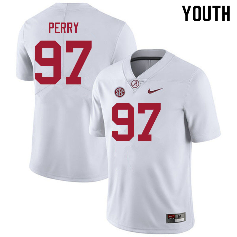 Youth #97 Khurtiss Perry Alabama White Tide College Football Jerseys Sale-White